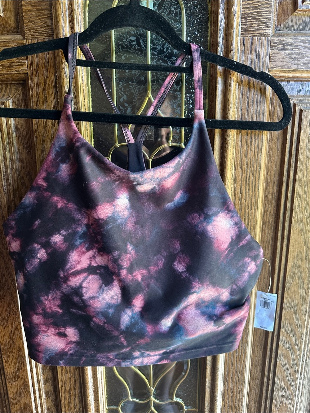 Old Navy Black & Pink Tie-Dye Sports Bra Size L